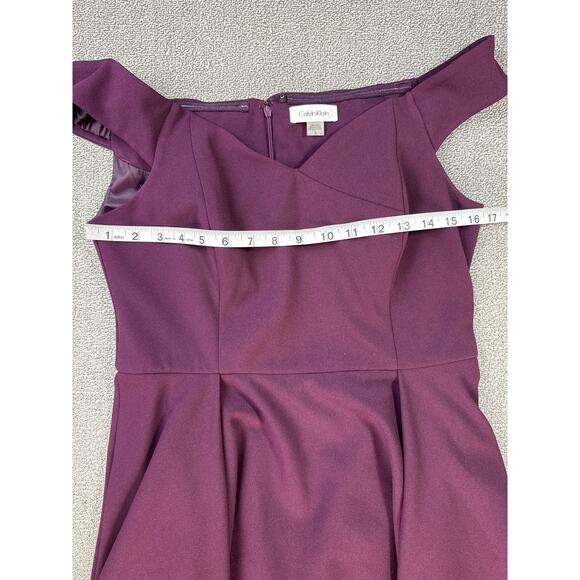 Calvin Klein Dress Formal High Low Off the Shoulder Plum Purple Size 8 - Picture 8 of 11